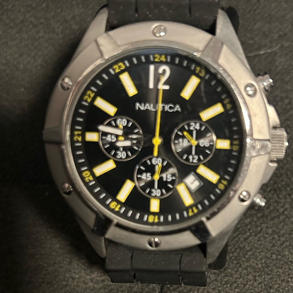 Nautica Black and Gray Chronograph Watch